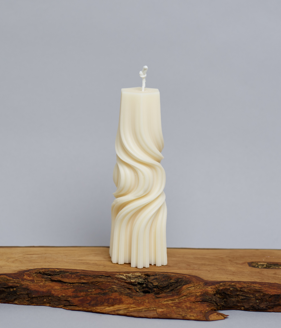 Ripple Pillar Soy Sculptured Pillar Candle Pierce and Jade