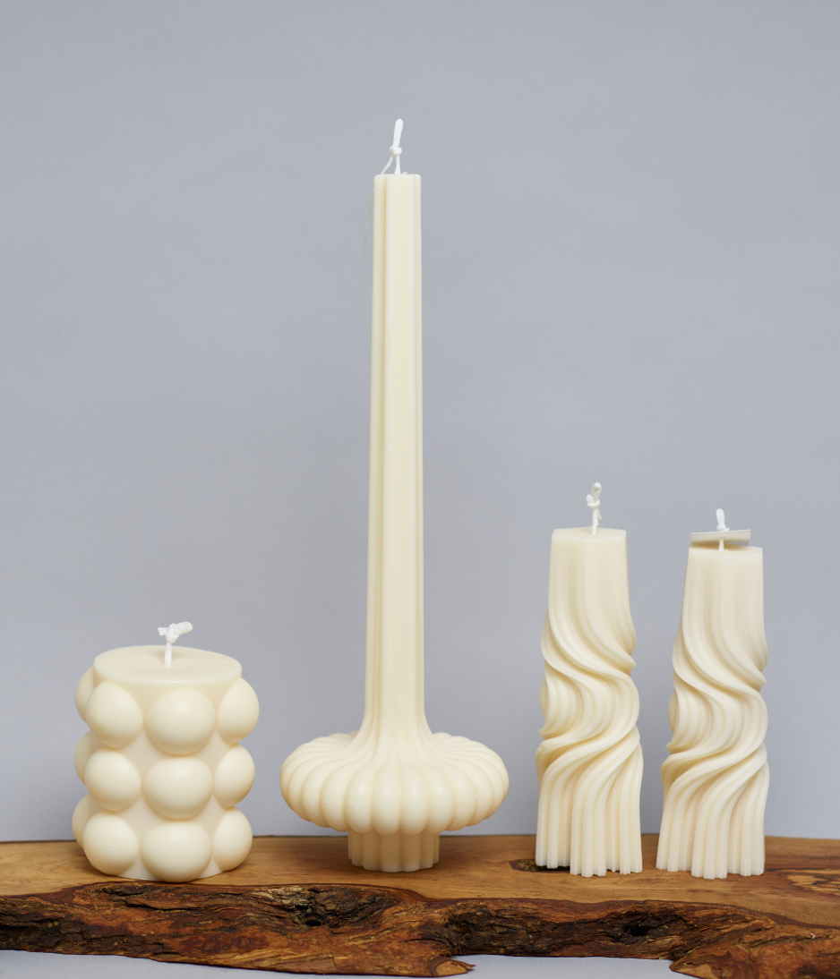 Ripple Pillar Soy Sculptured Pillar Candle Pierce and Jade