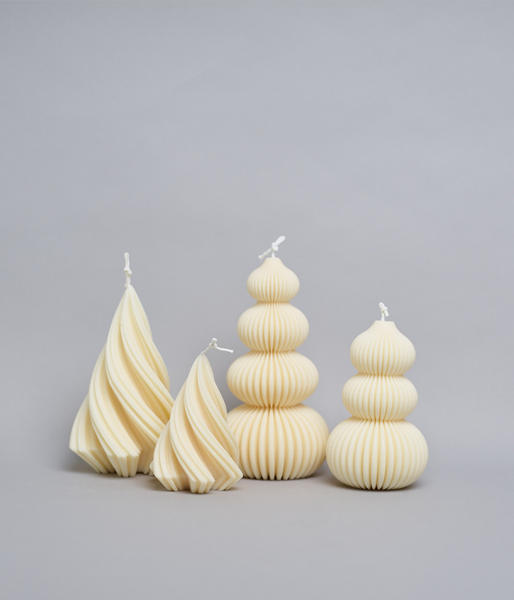 Swirl Conical Tree (large) - Soy Sculptured Pillar Candle