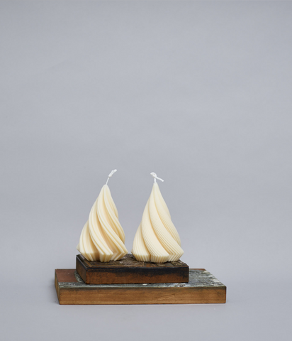 Swirl Conical Tree (small) - Soy Sculptured Pillar Candle