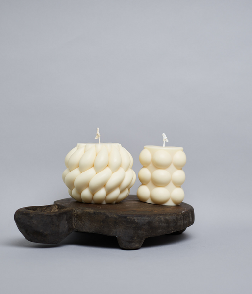 Knot Cozy Ball Pillar - Soy Sculptured Pillar Candle